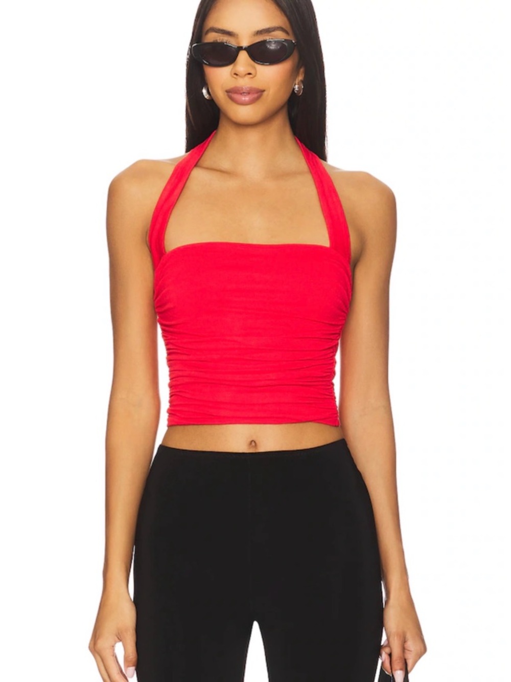 AFRM Red Halter Ruched Crop Top-ONLY WORN ONCE